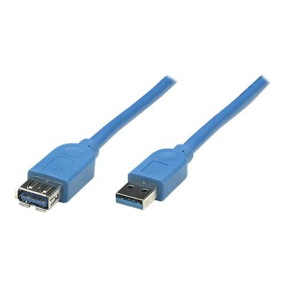 INTRACOM USA, INC. 322447 Manhattan USB-A to USB-A Extension Cable, 3m, Male to Female, 5 Gbps (USB 3.2 Gen1 aka USB 3.0), SuperSpeed USB, Blue, Lifetime Warranty, Polybag - USB extension cable - USB Type A (M) to USB Type A (F) - USB 3.0 - 10 ft - g