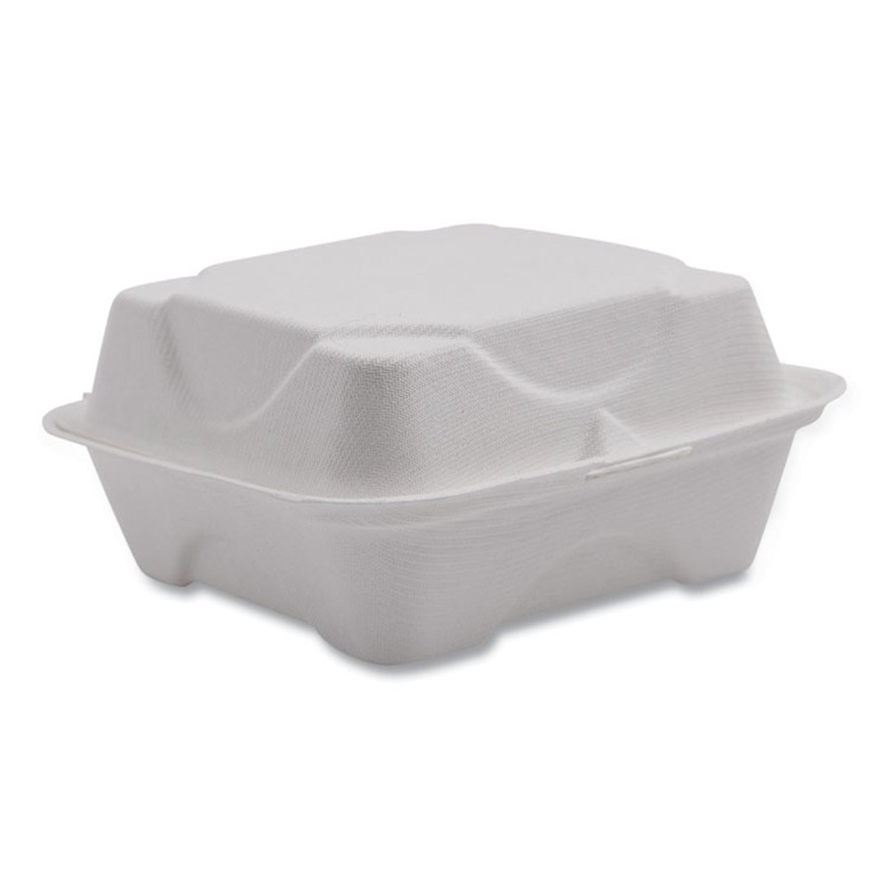 ECO-PRODUCTS,INC. EPHC6NFA Vanguard Renewable and Compostable Sugarcane Clamshells, 6 x 6 x 3, White, 500/Carton