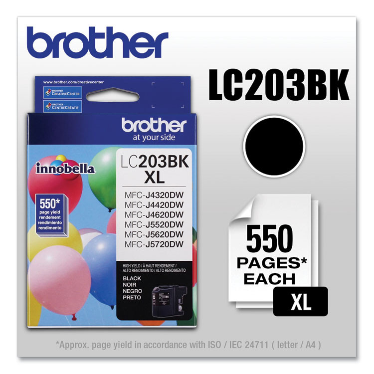 BROTHER INTL. CORP. LC203BK LC203BK Innobella High-Yield Ink, 550 Page-Yield, Black