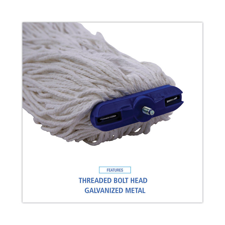 BOARDWALK 716REA Cut-End Lie-Flat Wet Mop Head, Rayon, 16 oz, White