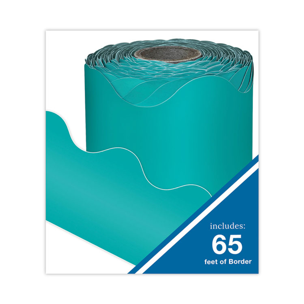 CARSON-DELLOSA EDUCATION 108471 Rolled Borders, Scalloped Border, Back to School, 2.25" x 65 ft, Teal