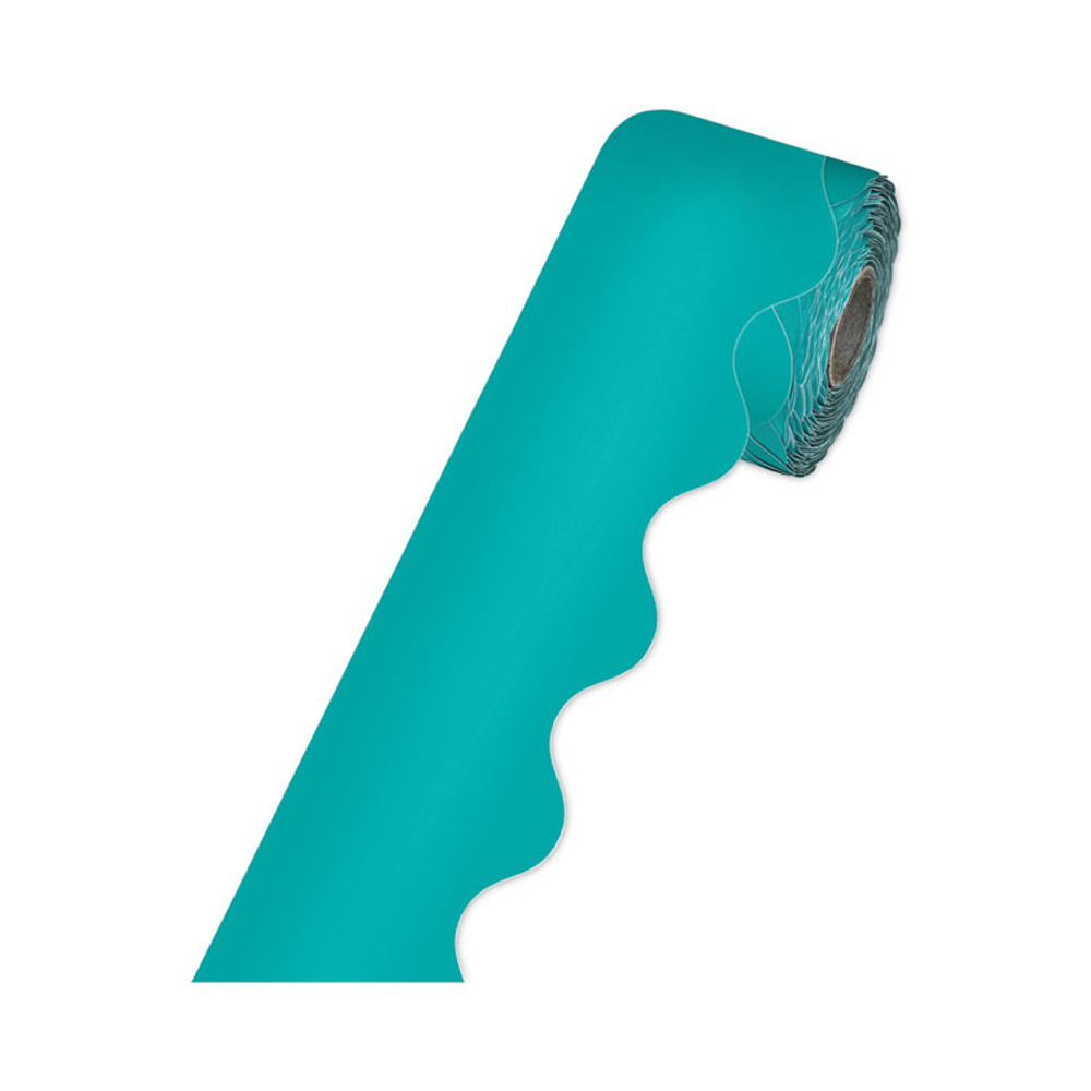 CARSON-DELLOSA EDUCATION 108471 Rolled Borders, Scalloped Border, Back to School, 2.25" x 65 ft, Teal