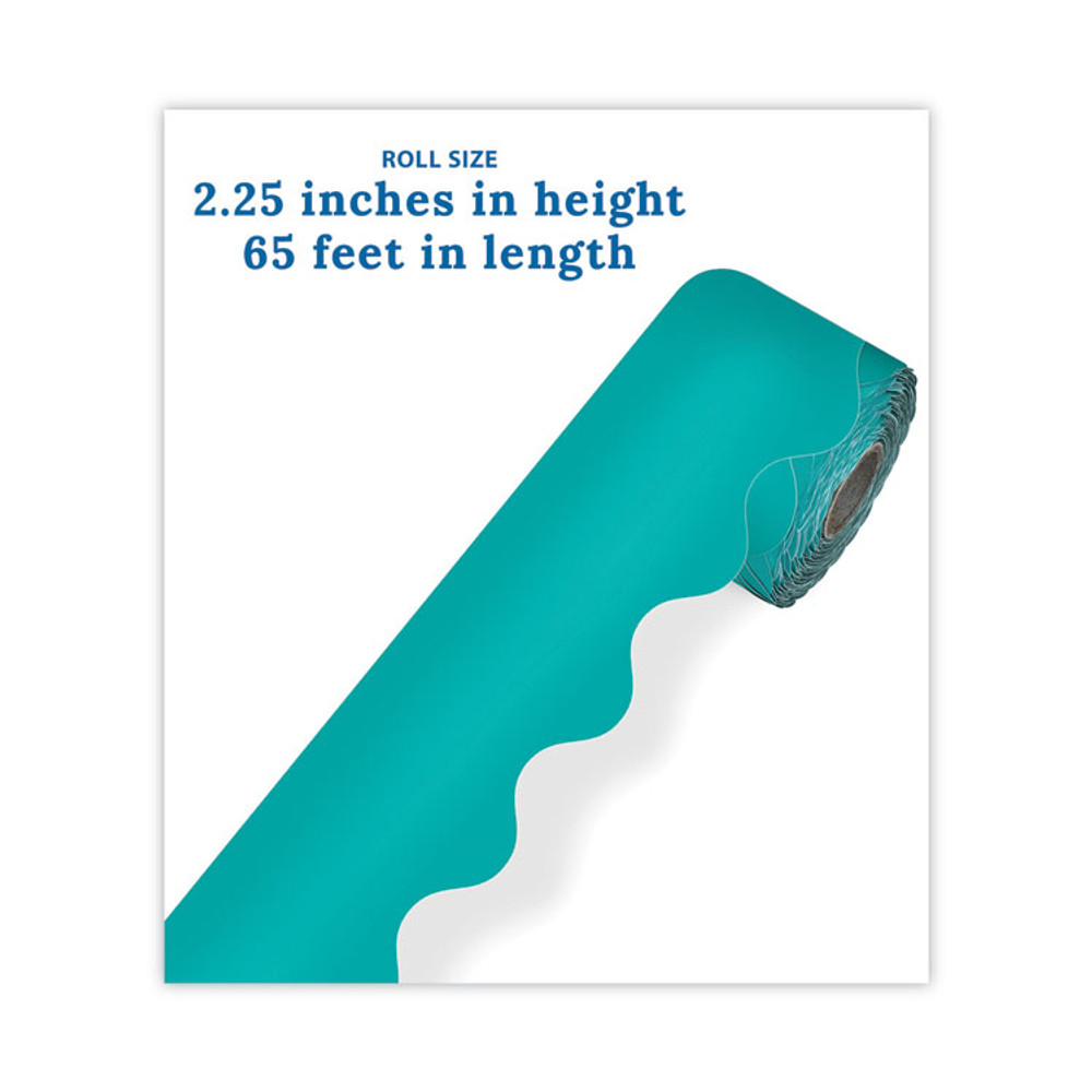 CARSON-DELLOSA EDUCATION 108471 Rolled Borders, Scalloped Border, Back to School, 2.25" x 65 ft, Teal