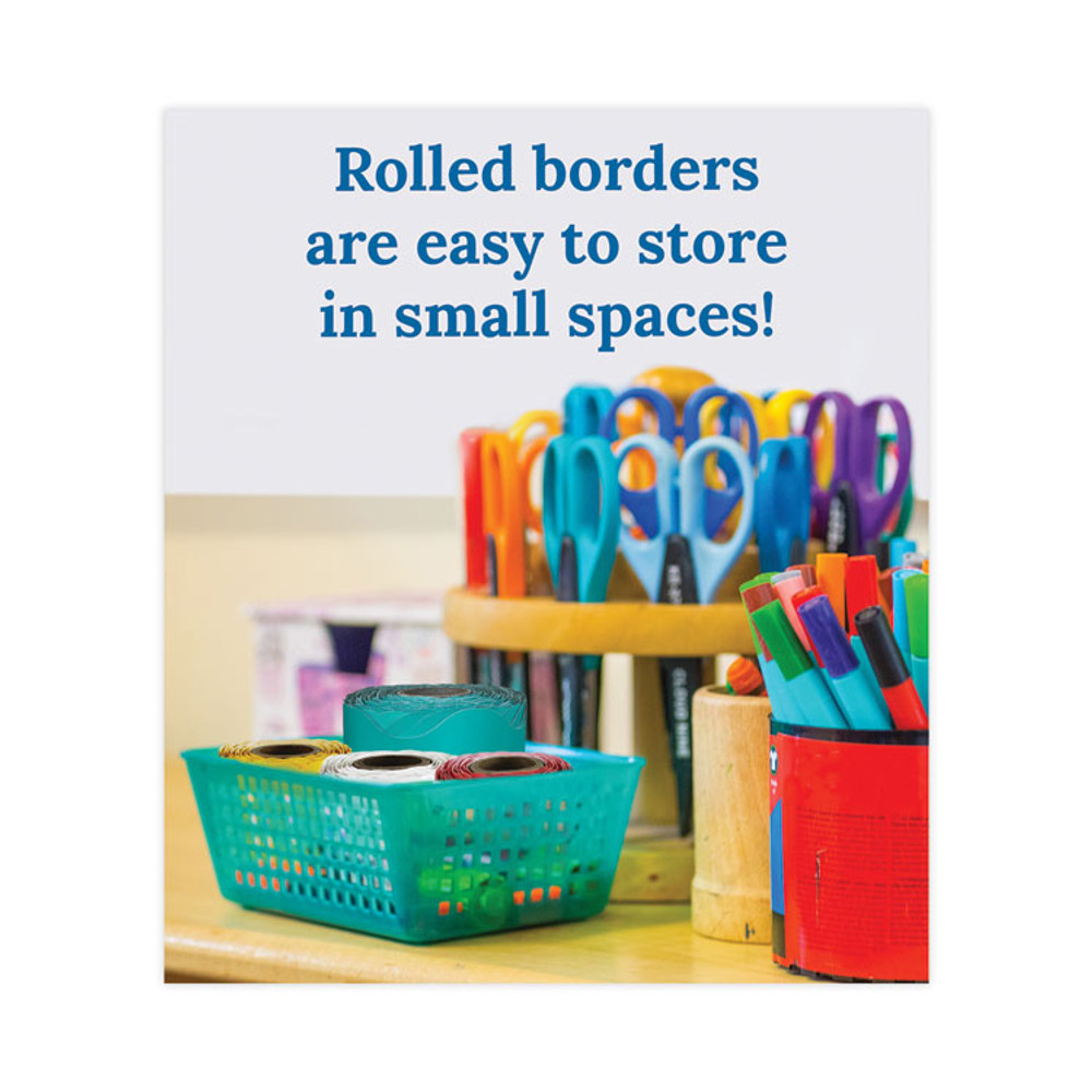 CARSON-DELLOSA EDUCATION 108471 Rolled Borders, Scalloped Border, Back to School, 2.25" x 65 ft, Teal