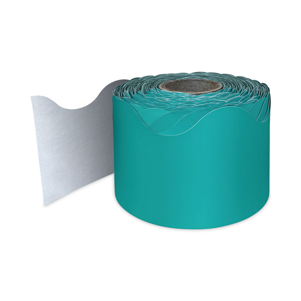 CARSON-DELLOSA EDUCATION 108471 Rolled Borders, Scalloped Border, Back to School, 2.25" x 65 ft, Teal