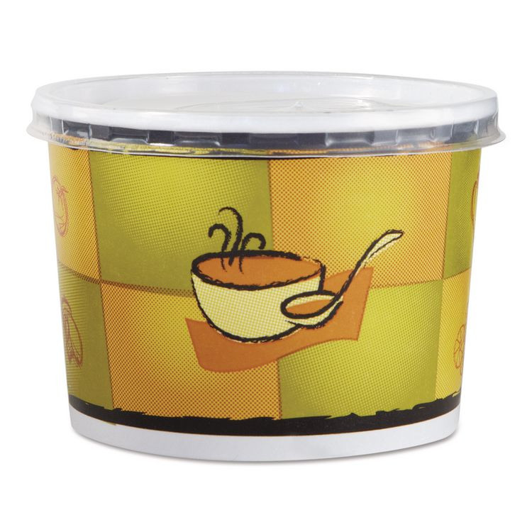 HUHTAMAKI Chinet® 70412 Streetside Squat Paper Food Container with Lid, Streetside Design, 12 oz, 250/Carton