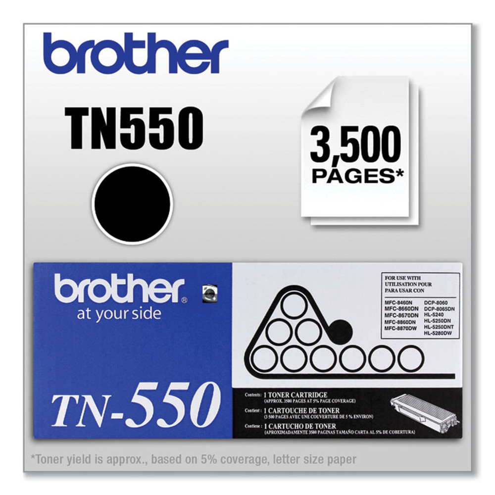 BROTHER INTL. CORP. TN550 TN550 Toner, 3,500 Page-Yield, Black