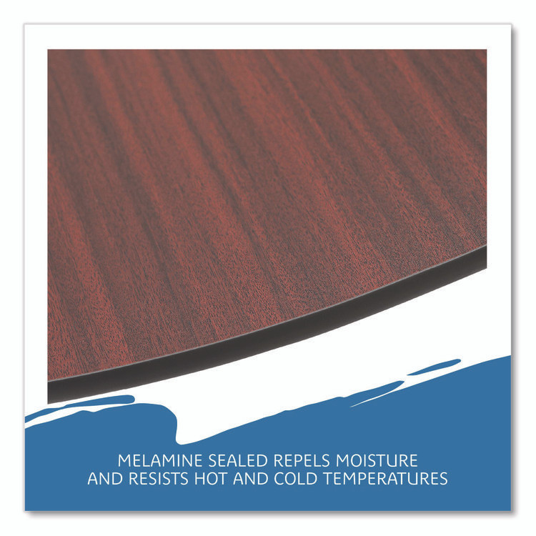 ICEBERG ENTERPRISES 55264 OfficeWorks Wood Folding Table, Round, 60" x 29", Mahogany Top, Gray Base