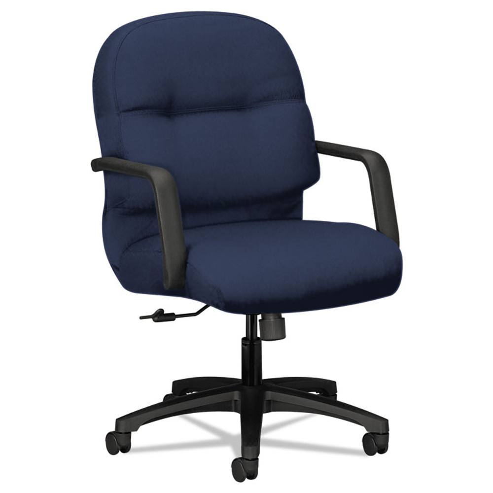 HON COMPANY 2092CU98T Pillow-Soft 2090 Series Managerial Mid-Back Swivel/Tilt Chair, Supports Up to 300 lb, Navy Seat/Back, Black Base