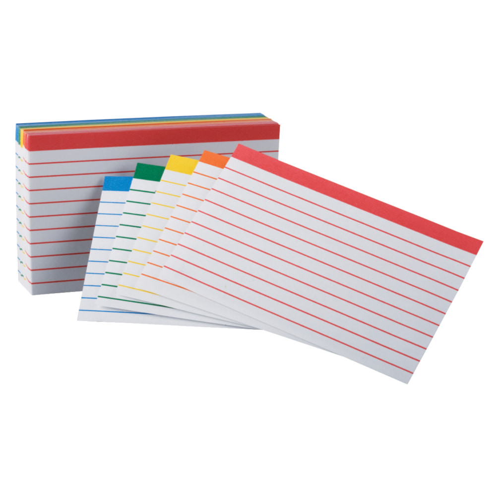 OFFICE DEPOT OD04753  Brand Color-Coded Ruled Index Cards, 3in x 5in, Assorted Colors, Pack Of 100