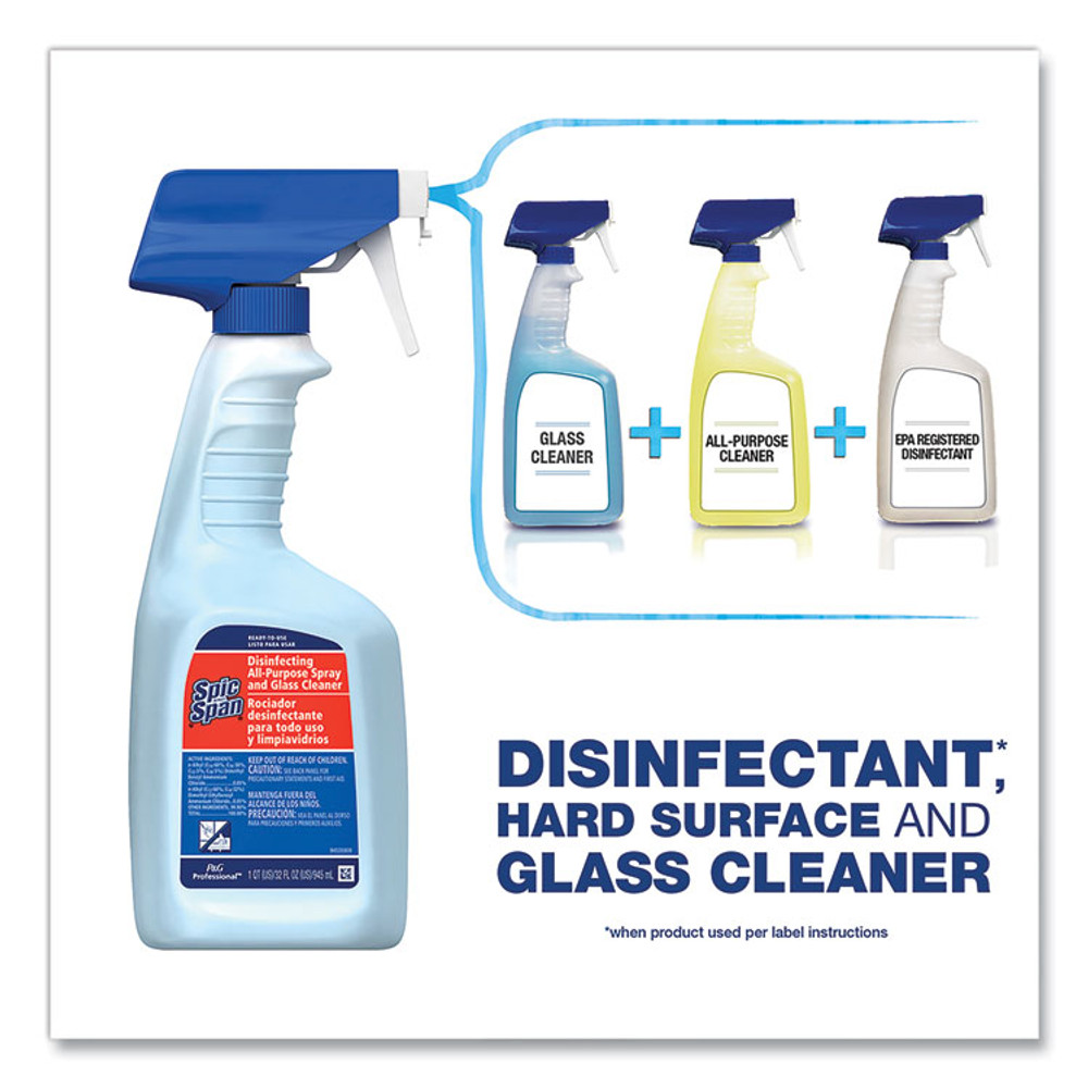 PROCTER & GAMBLE Spic and Span® 58775CT Disinfecting All-Purpose Spray and Glass Cleaner, Fresh Scent, 32 oz Bottles, 8 Bottles and 8 Trigger Sprayers/Carton