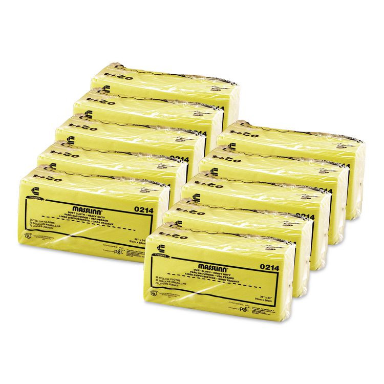 CHICOPEE, INC Chix® 0214 Masslinn Dust Cloths, 1-Ply, 24 x 40, Unscented, Yellow, 25/Bag, 10 Bags/Carton
