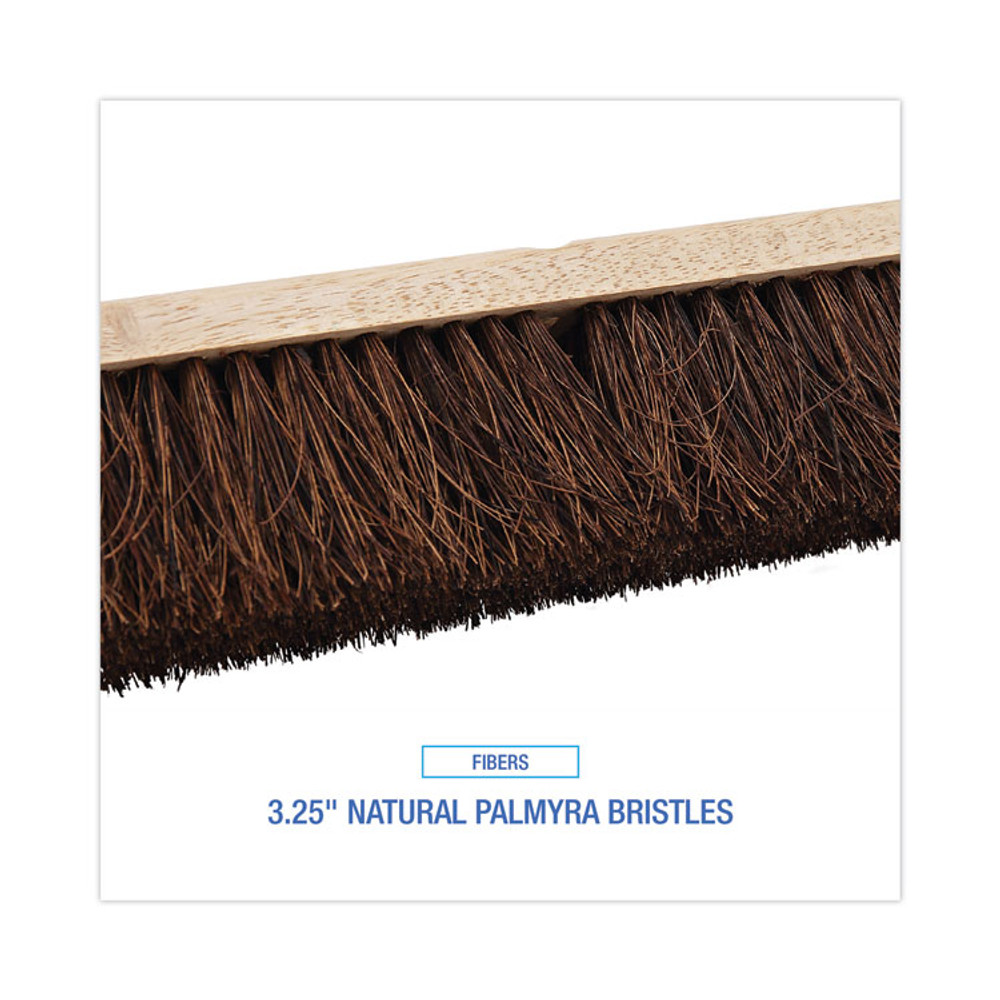 BOARDWALK 20124 Floor Brush Head, 3.25" Natural Palmyra Fiber Bristles, 24" Brush