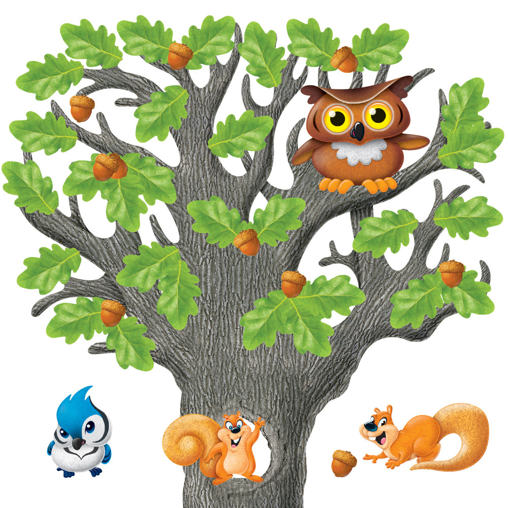 Create a wide variety of displays and teaching activities with this bulletin board set  41-piece set includes a 3-piece tree, 30 leaves and 8 creatures that help you design an engaging display. Also includes a discovery guide with creative activities.  Lets you create job charts and learning centers, teaching activities, idea starters and more.  Recommended for classrooms from pre-k to grade 8.