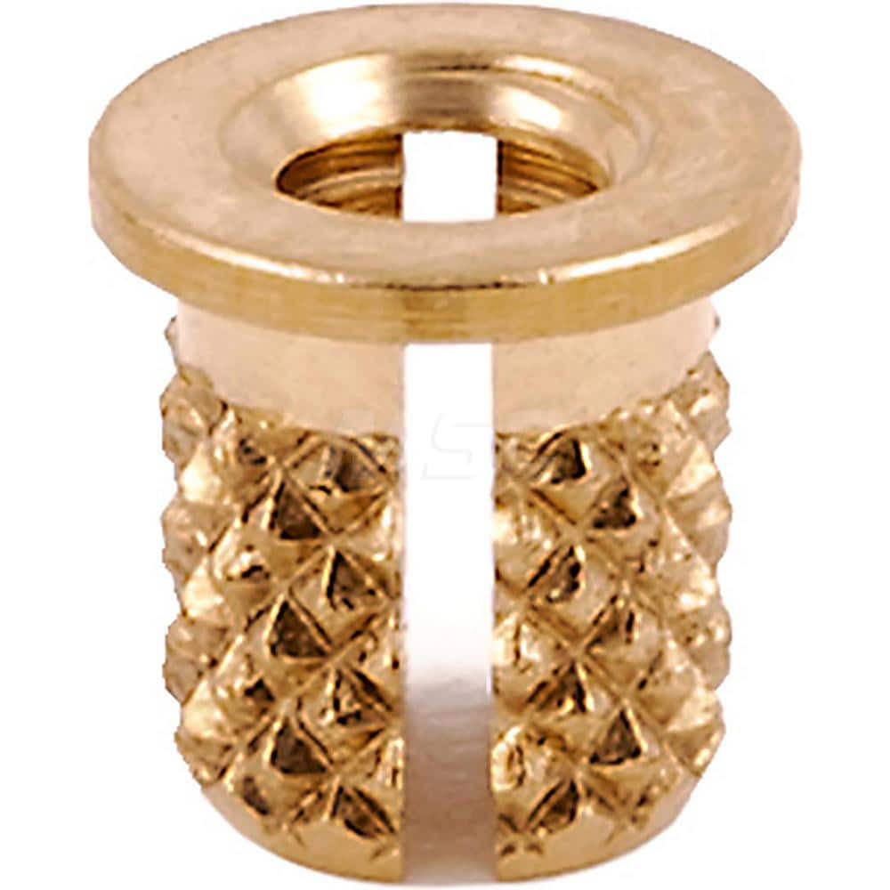 E-Z LOK 260-M4-BR Press Fit Threaded Inserts; Product Type: Flanged ; Material: Brass ; Drill Size: 0.2190 ; Finish: Uncoated ; Thread Size: M4 ; Thread Pitch: 0.7