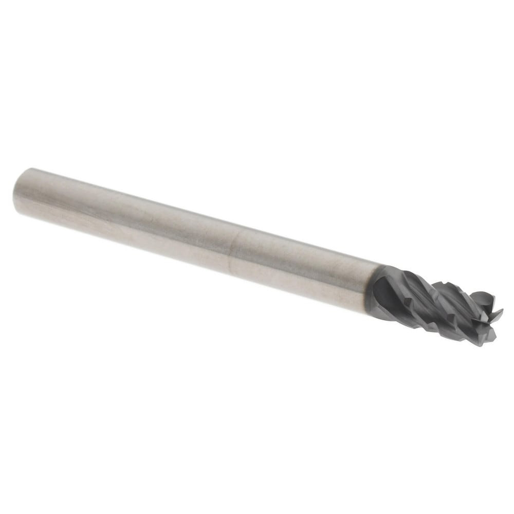 Accupro 6504138 Corner Radius End Mill: 3/16" Dia, 5/16" LOC, 0.0100" Radius, 5 Flute, Solid Carbide