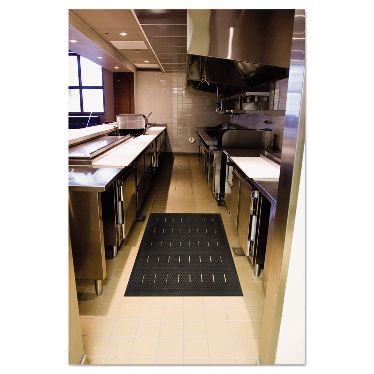 MILLENNIUM MAT COMPANY Guardian 34030401 Free Flow Comfort Utility Floor Mat, 36" x 48", Black Non-Slip Vented Surface