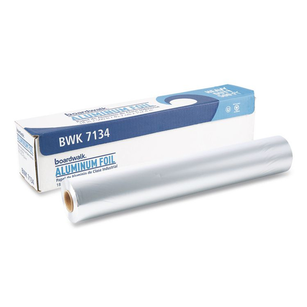 BOARDWALK 7134 Heavy-Duty Aluminum Foil Roll, 87 Gauge, 18" x 500 ft