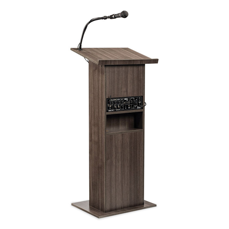 NATIONAL PUBLIC SEATING Oklahoma Sound® 111PLSRW Power Plus Lectern, 22 x 17 x 46, Ribbonwood