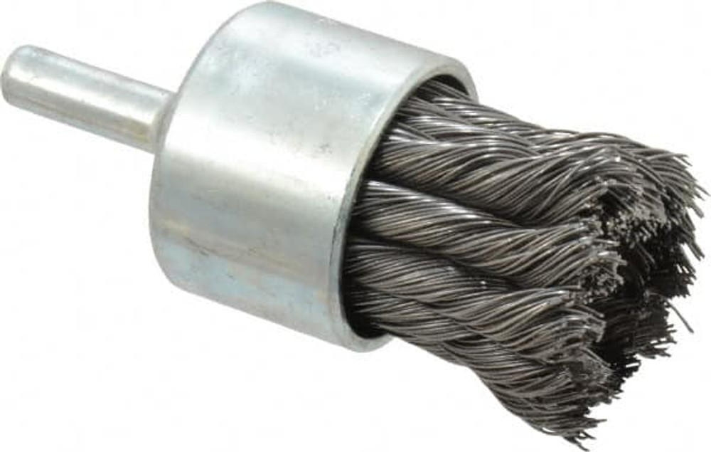 Weiler 90323 End Brushes: 1-1/8" Dia, Steel, Knotted Wire