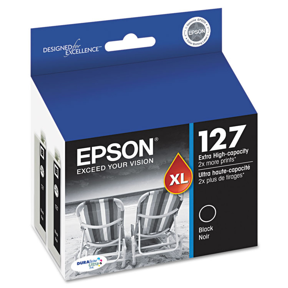 EPSON AMERICA, INC. T127120-D2 T127120-D2 (127) DURABrite Ultra Extra High-Yield Ink, Black, 2/Pack