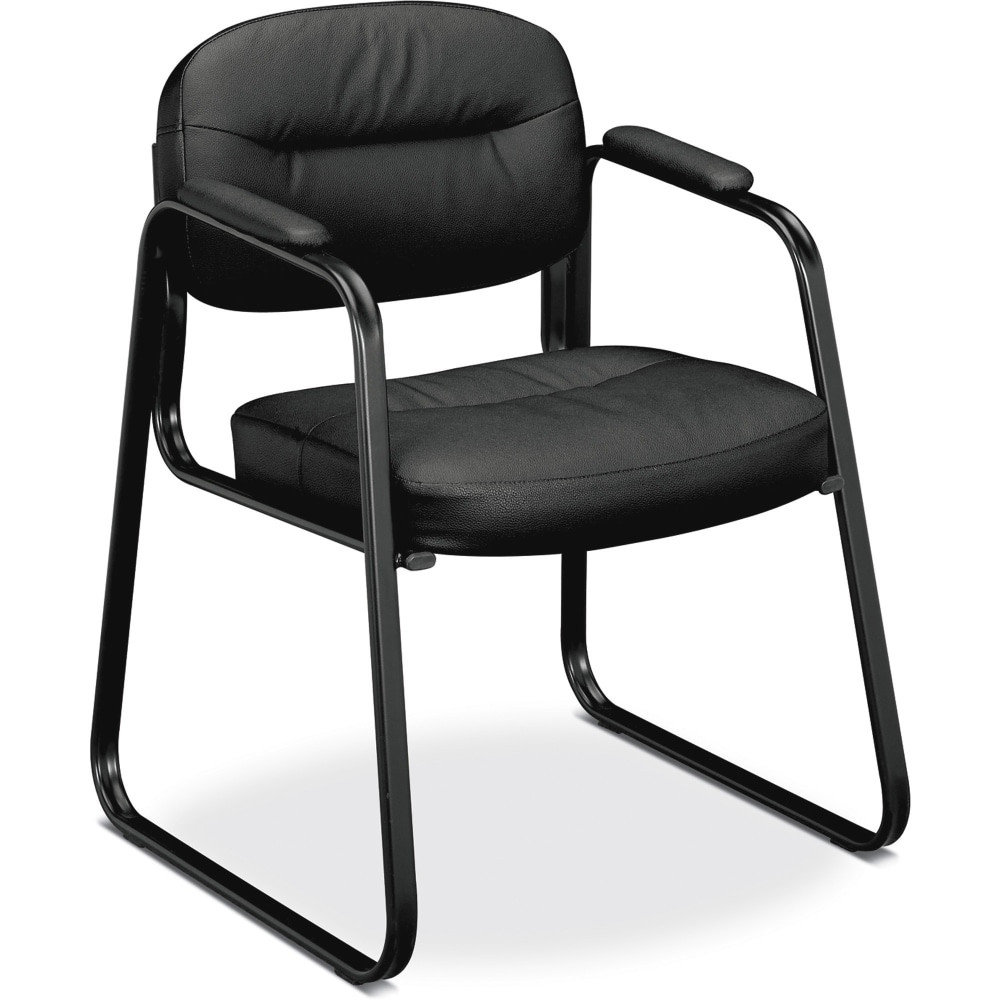 HNI CORPORATION HON Basyx VL653SB11  SofThread Bonded Leather Guest Chair, Black
