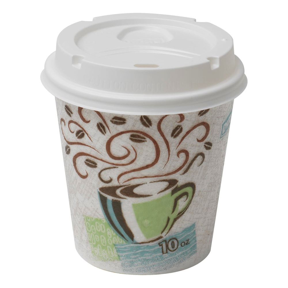 Your clients can grab a cup of coffee to go in your reception area and enjoy it in a cup thats not too hot to handle. Even with freshly brewed coffee inside, these disposable coffee cups remain easy to touch. Dixie hot cups and Dixie lids make the perfect pair.  Cups are insulated to help prevent burning fingers. Hot cups and lids eliminate the need for double-cupping or sleeves.  Cups contain no foam.  Patented paper process provides unique insulation.