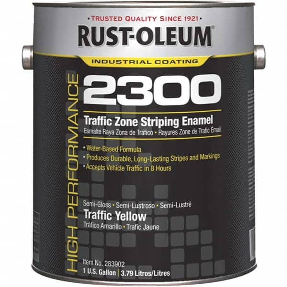 Rust-Oleum 283902 Striping & Marking Paints & Chalks; Product Type: Striping Paint ; Color Family: Yellow ; Composition: Water Based Acrylic ; Color: Yellow ; Container Size: 1.00 gal ; VOC Content (g/L): 100 g/L