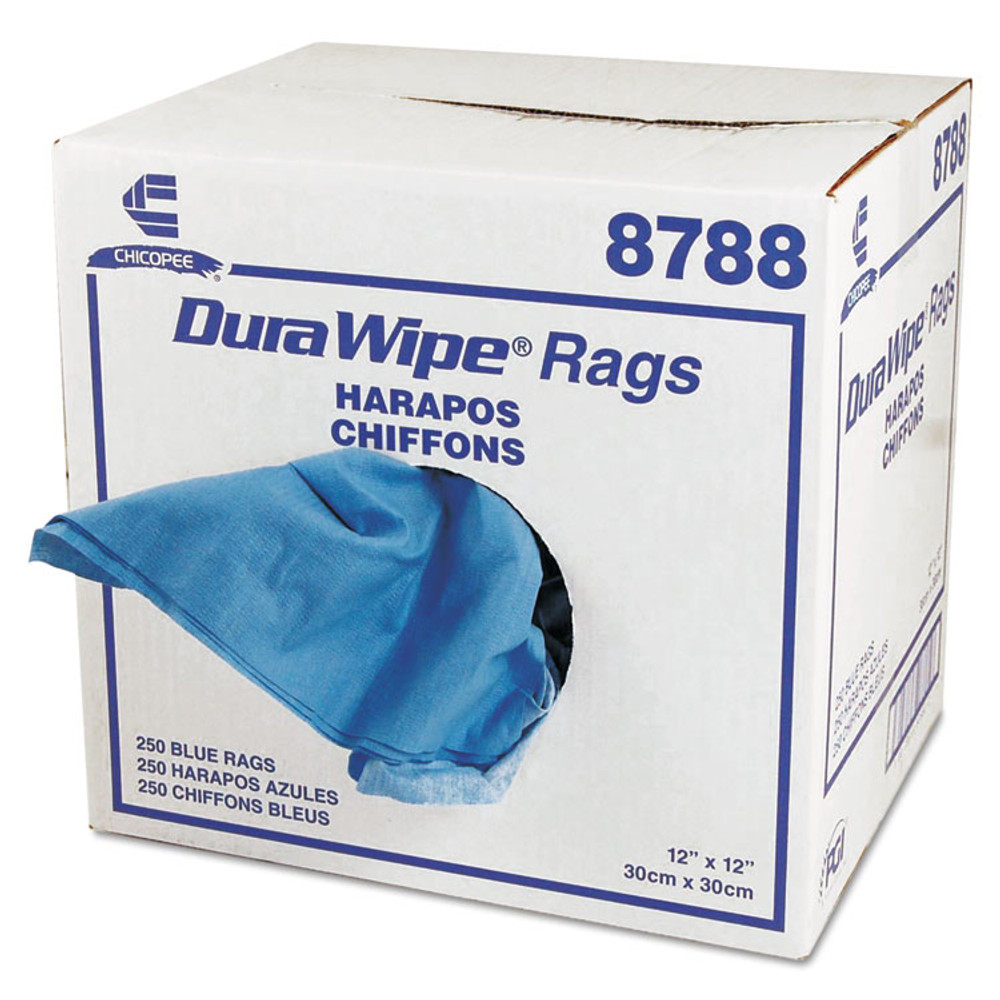 CHICOPEE, INC Chix® 8788 DuraWipe General Purpose Towels, 1-Ply, 12 x 12, Unscented, Blue, 250/Carton