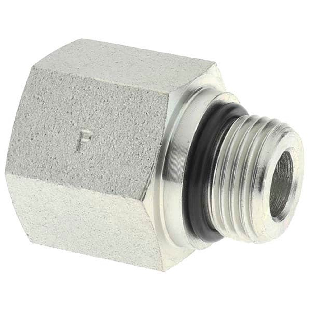 Parker -16330-6 Industrial Pipe Adapter: 1/2" Female Thread, 3/4-16 Male Thread, Male Straight Thread O-Ring x Female NPTF