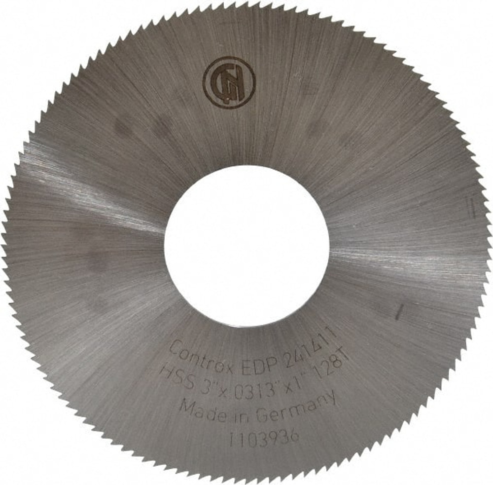 Controx 11600760790001 Slitting & Slotting Saw: 3" Dia, 0.0313" Thick, 1" Arbor Hole, 128 Teeth, High Speed Steel