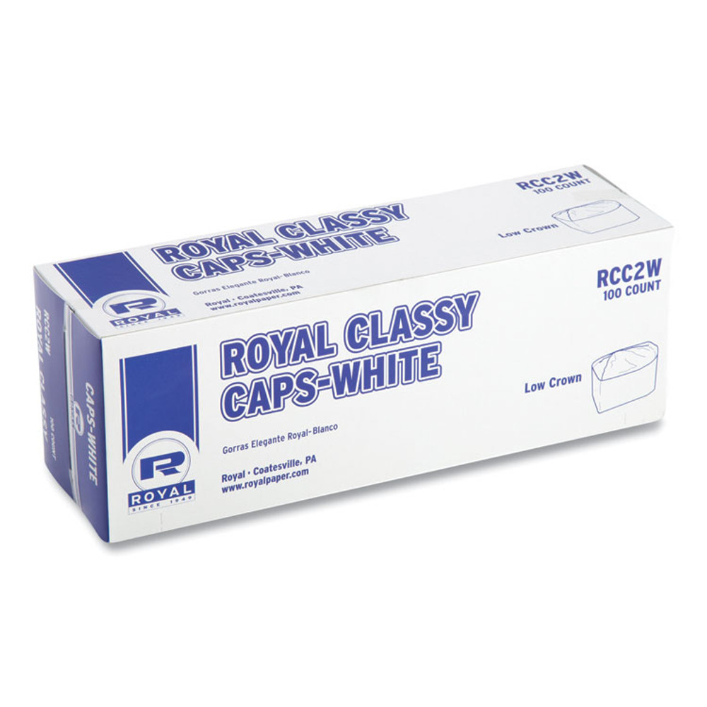 AMERCAREROYAL RCC2W Classy Cap, Crepe Paper, Adjustable, One Size Fits All, White, 100 Caps/Pack, 10 Packs/Carton