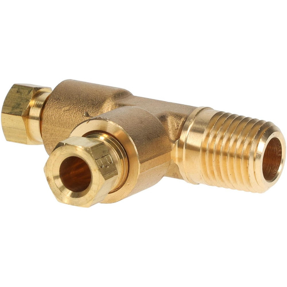 Parker 171HD-4-4 Compression Tube Male Run Tee: 1/4" Thread, Compression x MNPT x Compression