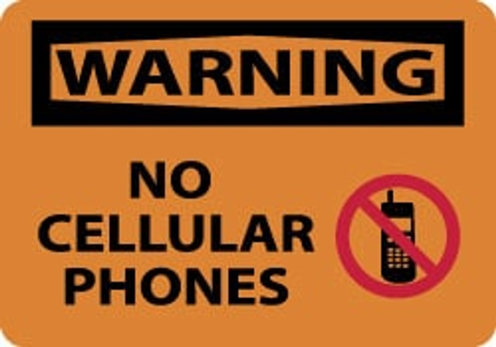 AccuformNMC W456AB Sign: Rectangle, "Warning - No Cellular Phones"