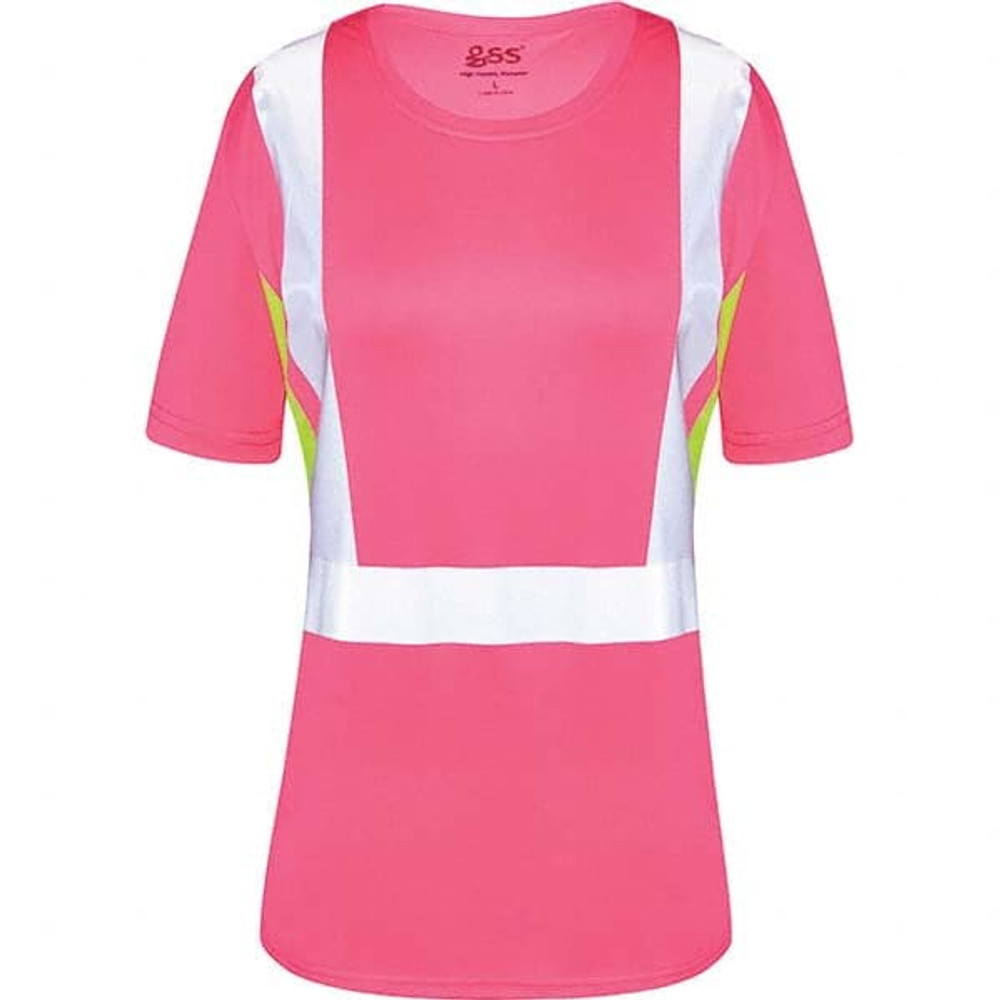 GSS Safety 5126-3XL Work Shirt: High-Visibility, 3X-Large, Polyester, Lime, Pink & Silver