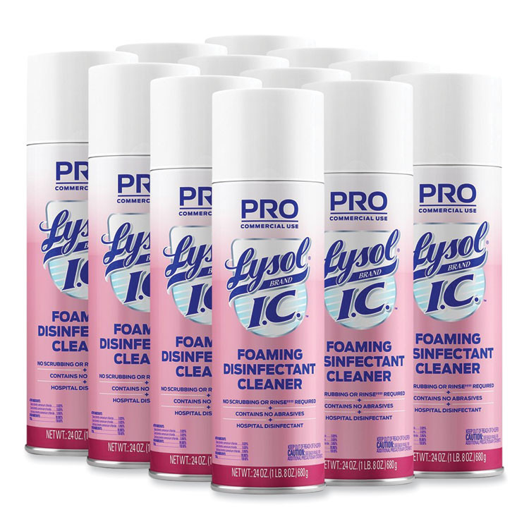 RECKITT BENCKISER LYSOL® Brand I.C.™ 95524CT Foaming Disinfectant Cleaner, 24 oz Aerosol Spray, 12/Carton