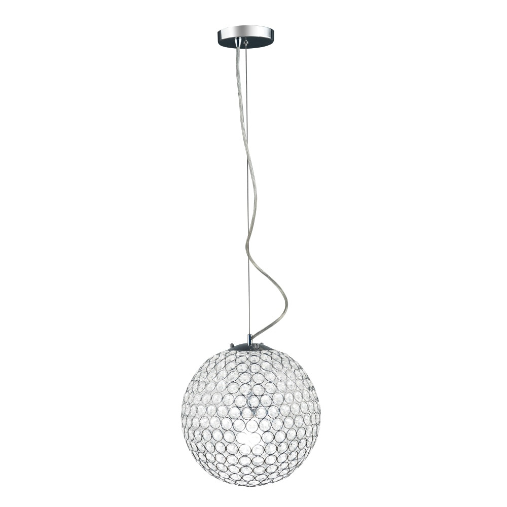 ALL THE RAGES INC Elegant Designs PT1000-CHR  Crystal Pendant Sphere Hanging Light, 12inW, Chrome