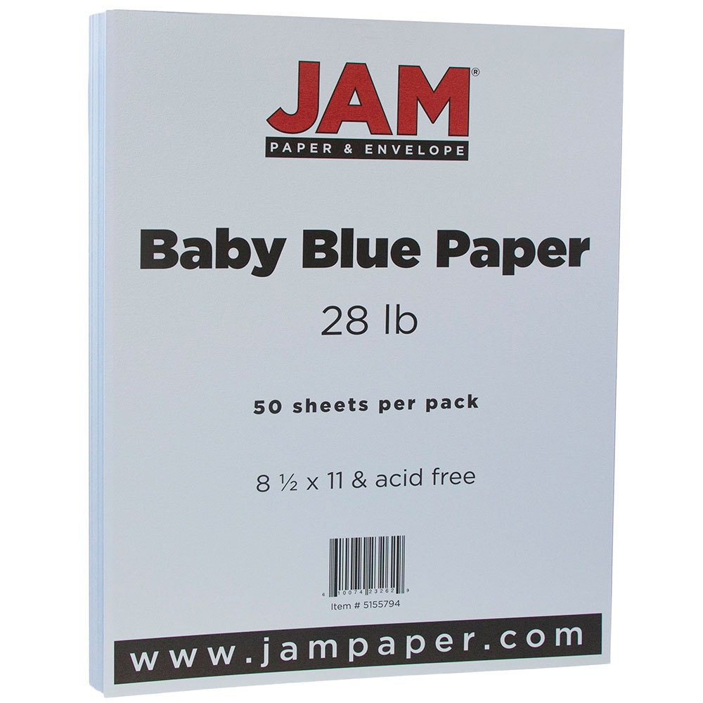 IMSI SOFTWARE PUBLISHING 5155794 JAM Paper Color Multi-Use Printer & Copy Paper, Baby Blue, Letter (8.5in x 11in), 50 Sheets Per Pack, 28 Lb