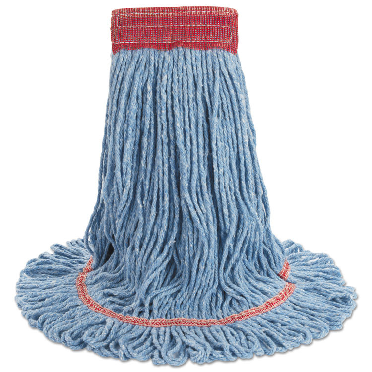 BOARDWALK 503BLCT Super Loop Wet Mop Head, Cotton/Synthetic Fiber, 5" Headband, Large Size, Blue, 12/Carton