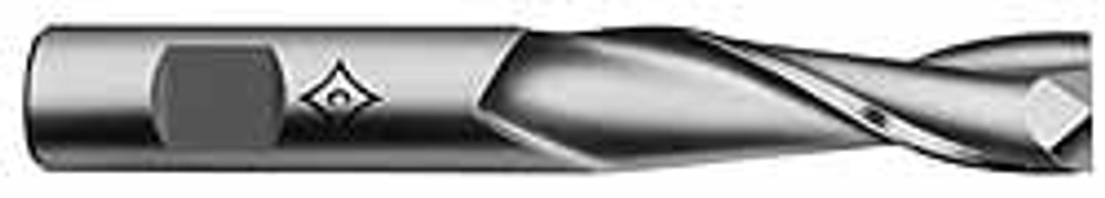 Cleveland C39099 Square End Mill: 1-1/4" Dia, 3" LOC, 2 Flutes, High Speed Steel