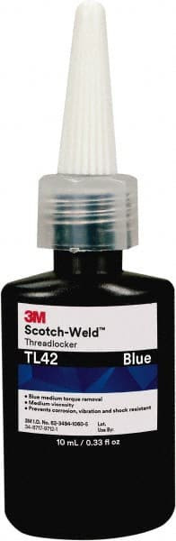 3M Threadlocker: Blue, Liquid, 1 mL, Bottle 7100064043
