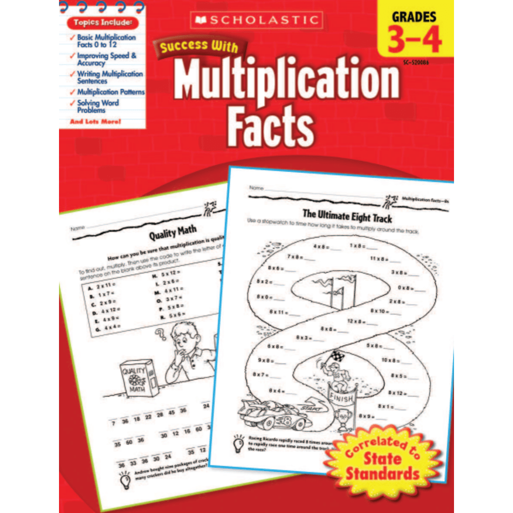 SCHOLASTIC INC Scholastic 9780545200868  Success With: Multiplication Facts Workbook, Grades 3-4