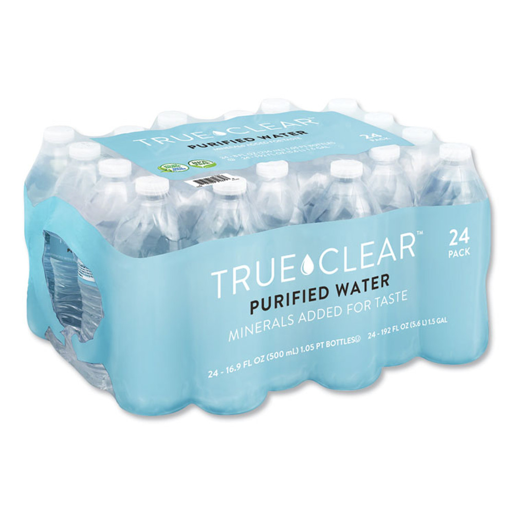 TRUE CLEAR TRC05L24CT Purified Bottled Water, 16.9 oz Bottle, 24 Bottles/Carton