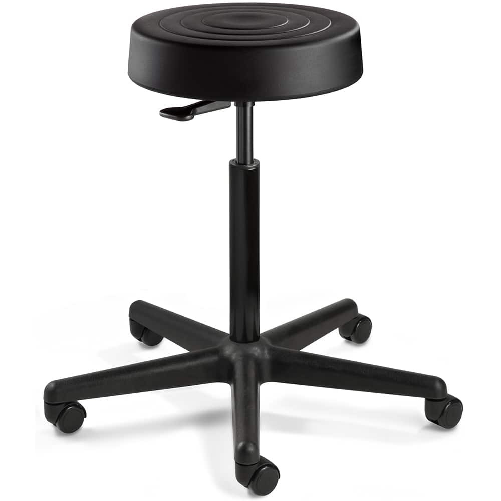 Bevco S3500-BLK Adjustable Height Swivel Stool: Polyurethane, 14" Seat Width, Black