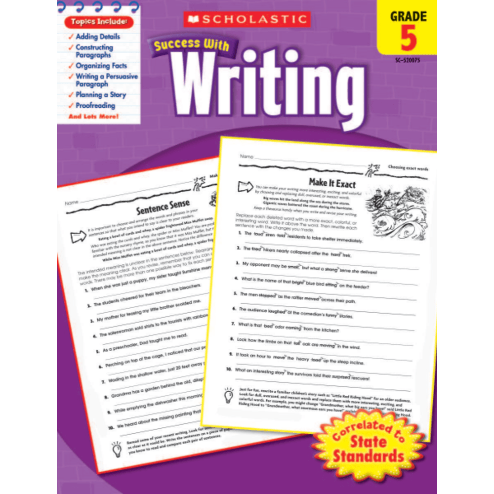 SCHOLASTIC INC Scholastic 9780545200752  Success With: Writing Workbook, Grade 5