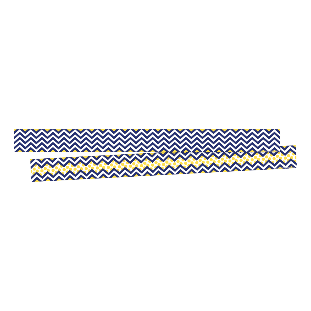 BARKER CREEK PUBLISHING, INC. BC3694 Barker Creek Double-Sided Border Strips, 3in x 35in, Chevron Navy, Set Of 24
