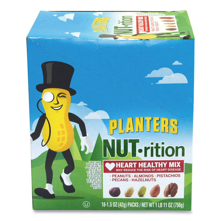 KRAFT FOODS, INC Planters® 30700008 NUT-rition Heart Healthy Mix, 1.5 oz Tube, 18 Tubes/Carton
