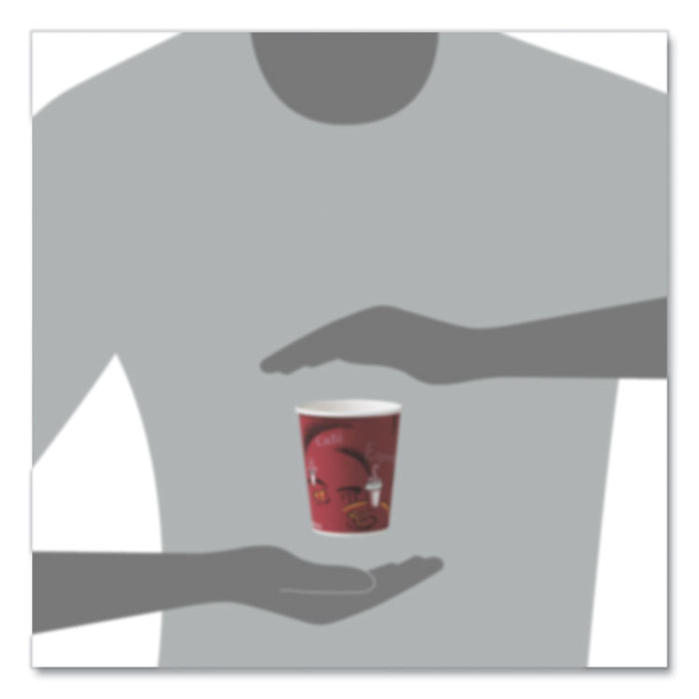 DART SOLO® 370SIPK Paper Hot Drink Cups in Bistro Design, 10 oz, Maroon, 50/Pack