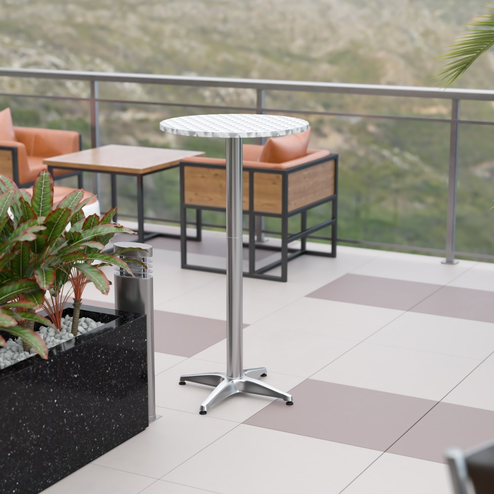 FLASH FURNITURE TLH059B  Mellie Bar Height Aluminum Table, 43-1/2inH x 23-1/2inW x 23-1/2inD, Gray