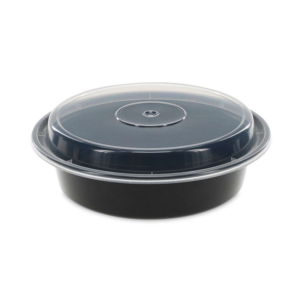 PACTIV EVERGREEN CORPORATION NC723B Newspring VERSAtainer Microwavable Containers, 24 oz, 7" Diameter, Black/Clear, Plastic, 150/Carton